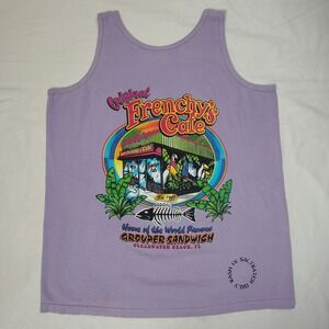 VTG Frenchys Cafe Tank Top Mens Large Purple Clearwater Beach Florida